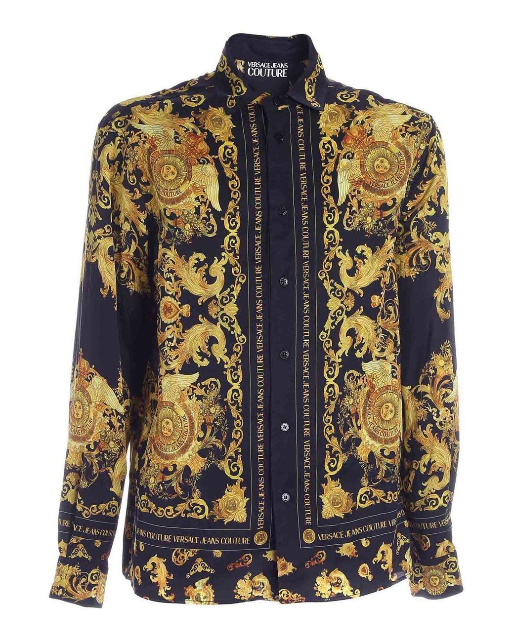 Versace Jeans Couture Synthetic Rococo Pattern Shirt In Black for Men ...