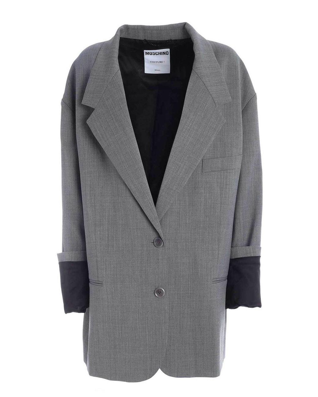 Moschino Wool Maxi Lapels Oversize Jacket In Grey in Gray - Lyst