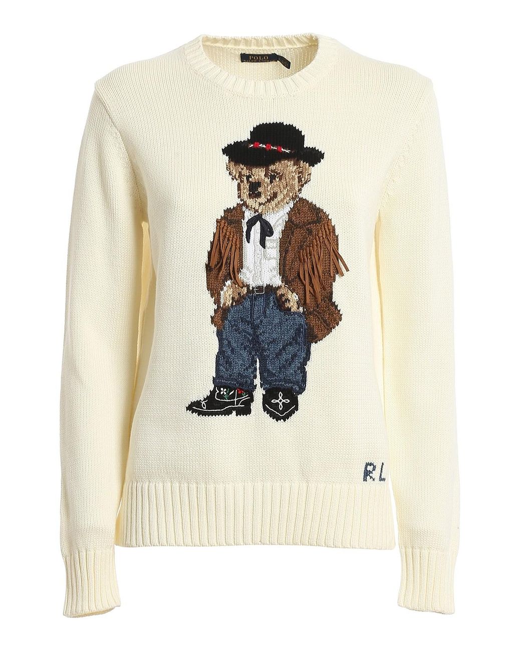 Polo Ralph Lauren Polo Bear Embroidery Sweater in Cream (Natural) - Lyst