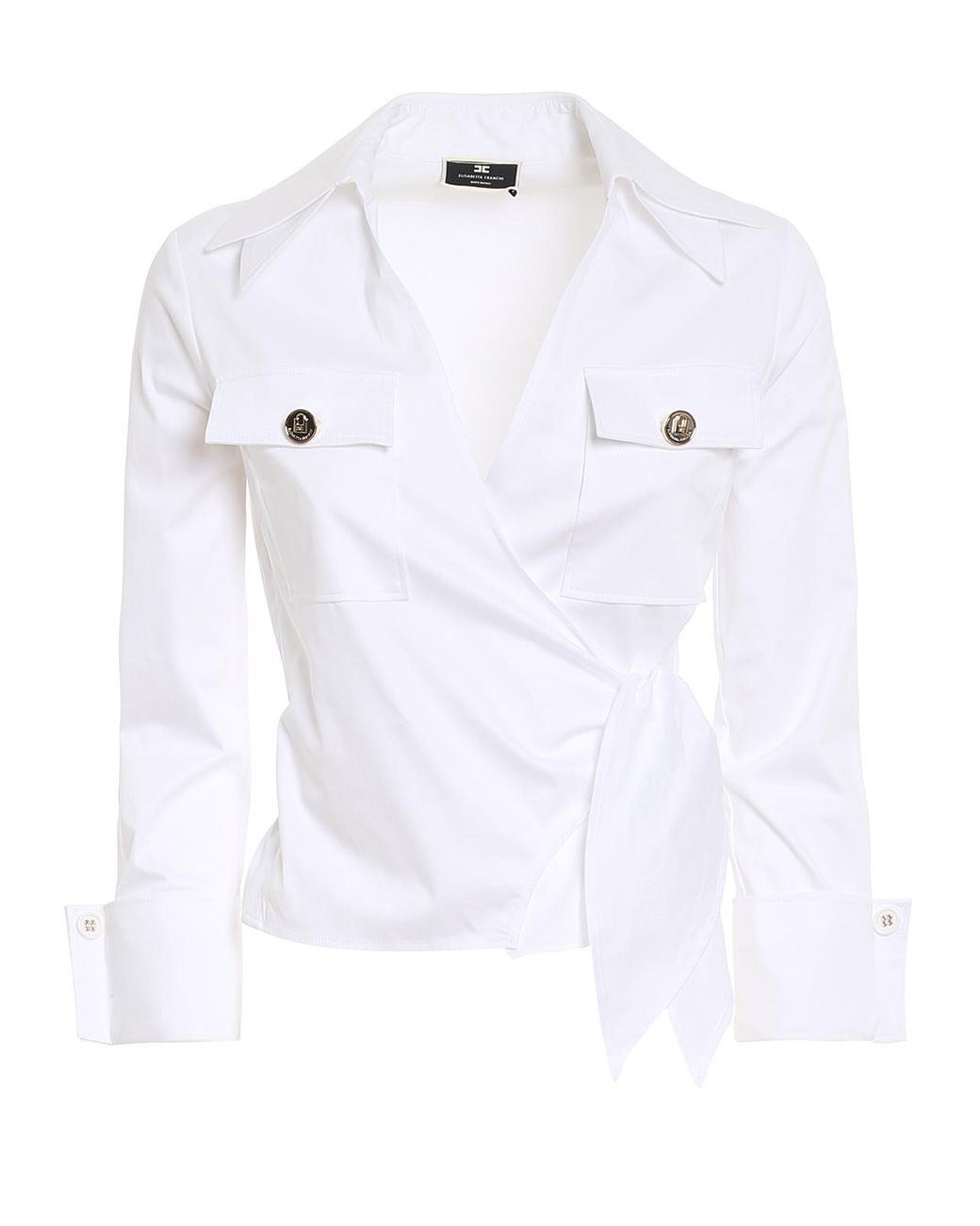 Elisabetta Franchi Cotton Cropped Shirt in White - Save 7% - Lyst