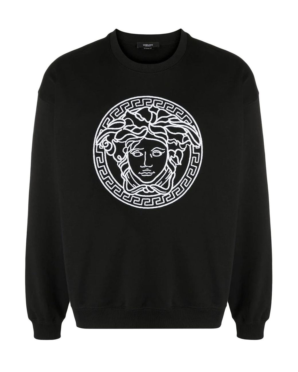 Versace Cotton Medusa Embroidery Sweater in Black for Men Lyst