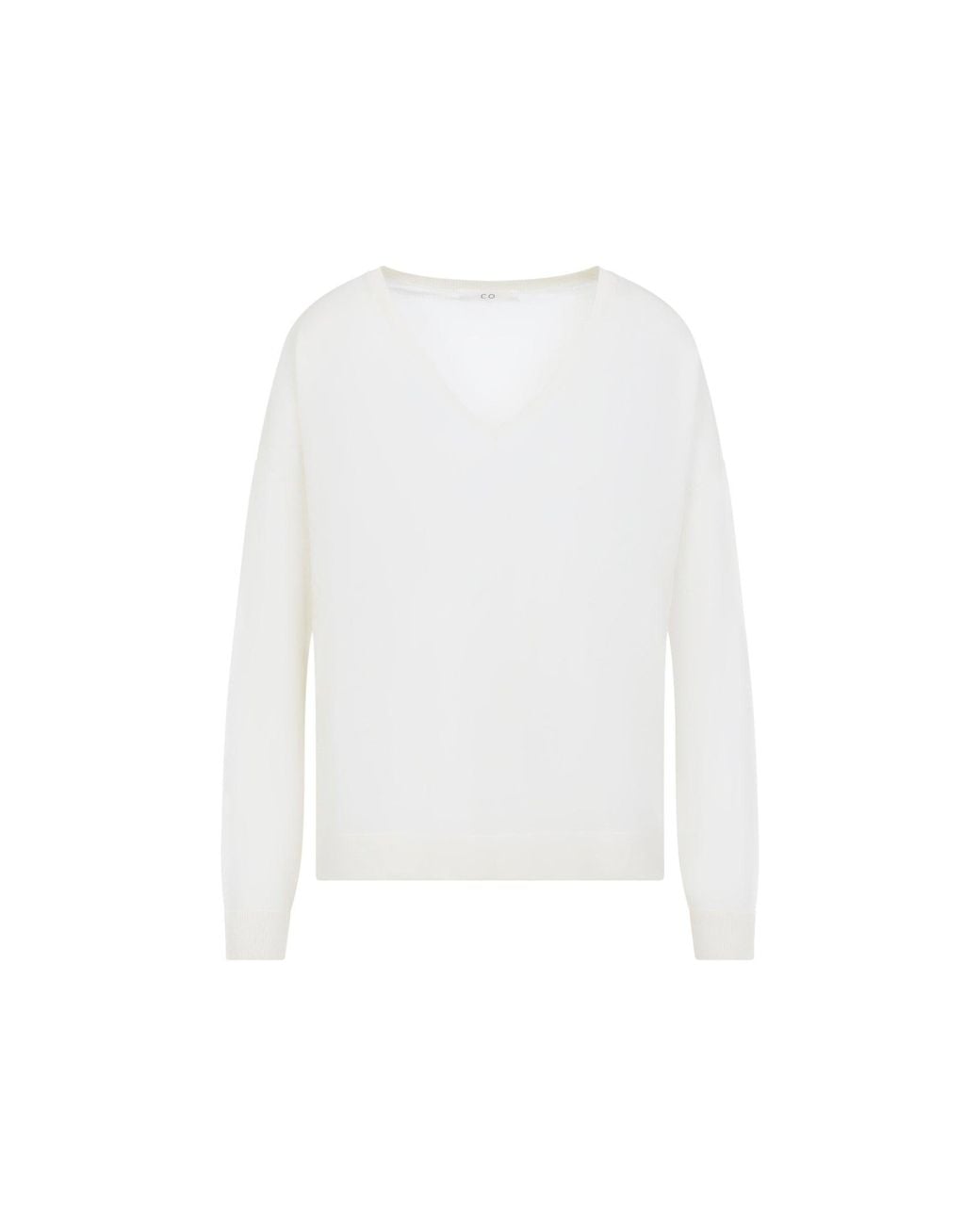 Co. White V-Neck Cashmere Sweater