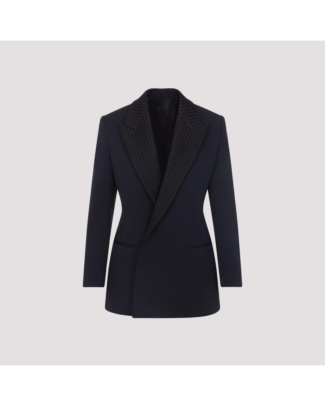 Bottega Veneta Blue Intrecciato Collar Tuxedo Jacket