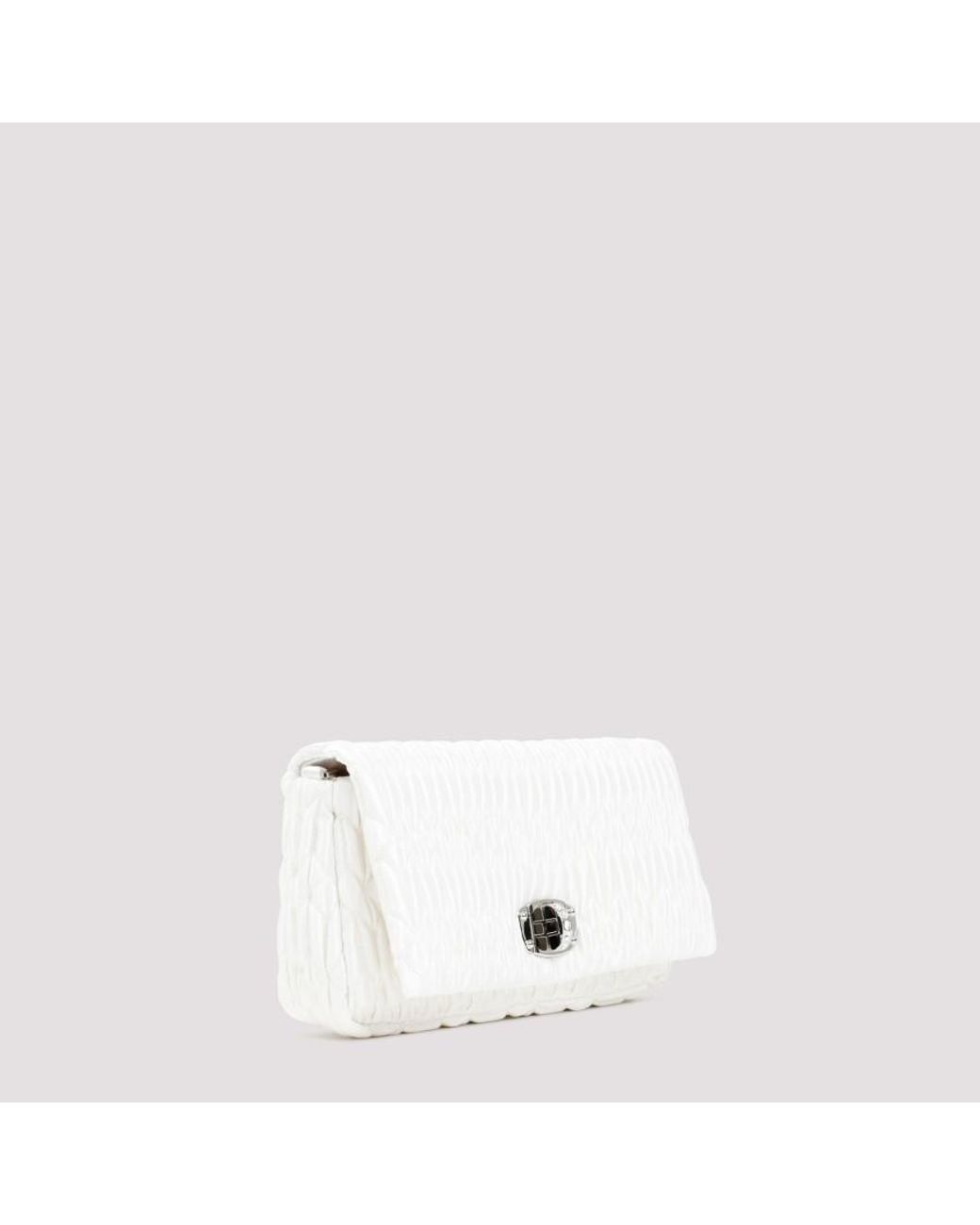 Miu Miu Miu Crystal Satin Bag in White | Lyst