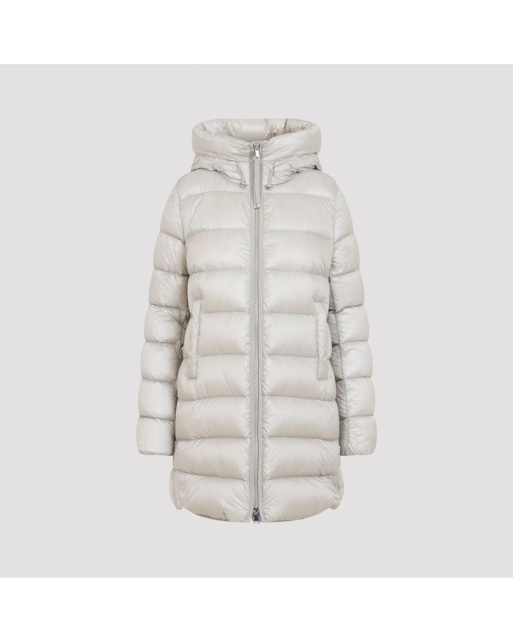Moncler White Suyenne Long Down Parka Jacket