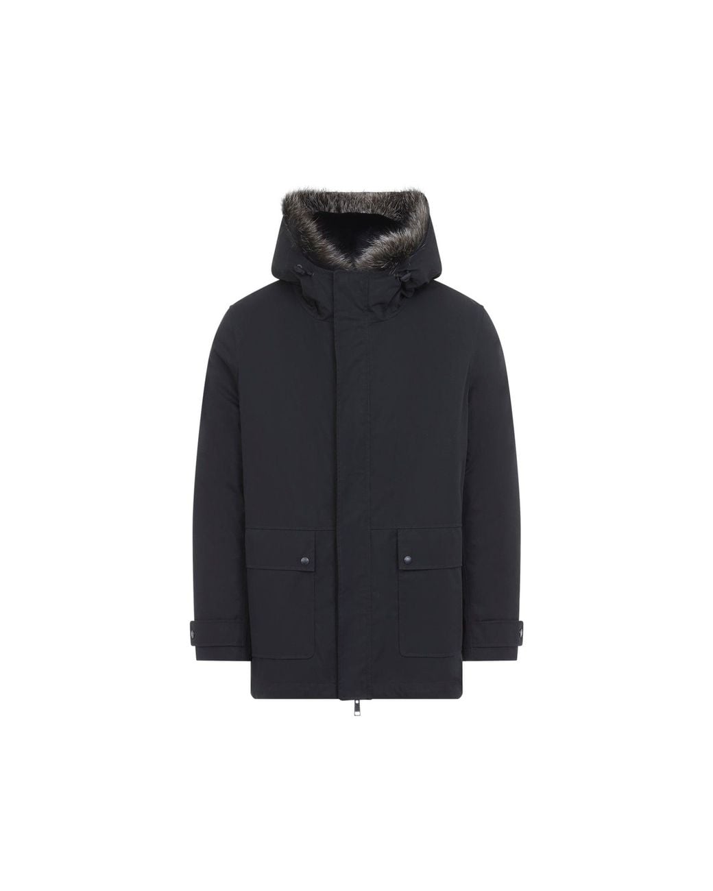 Yves Salomon Blue Cotton Parka Jacket With Down-Filled Warmth for men
