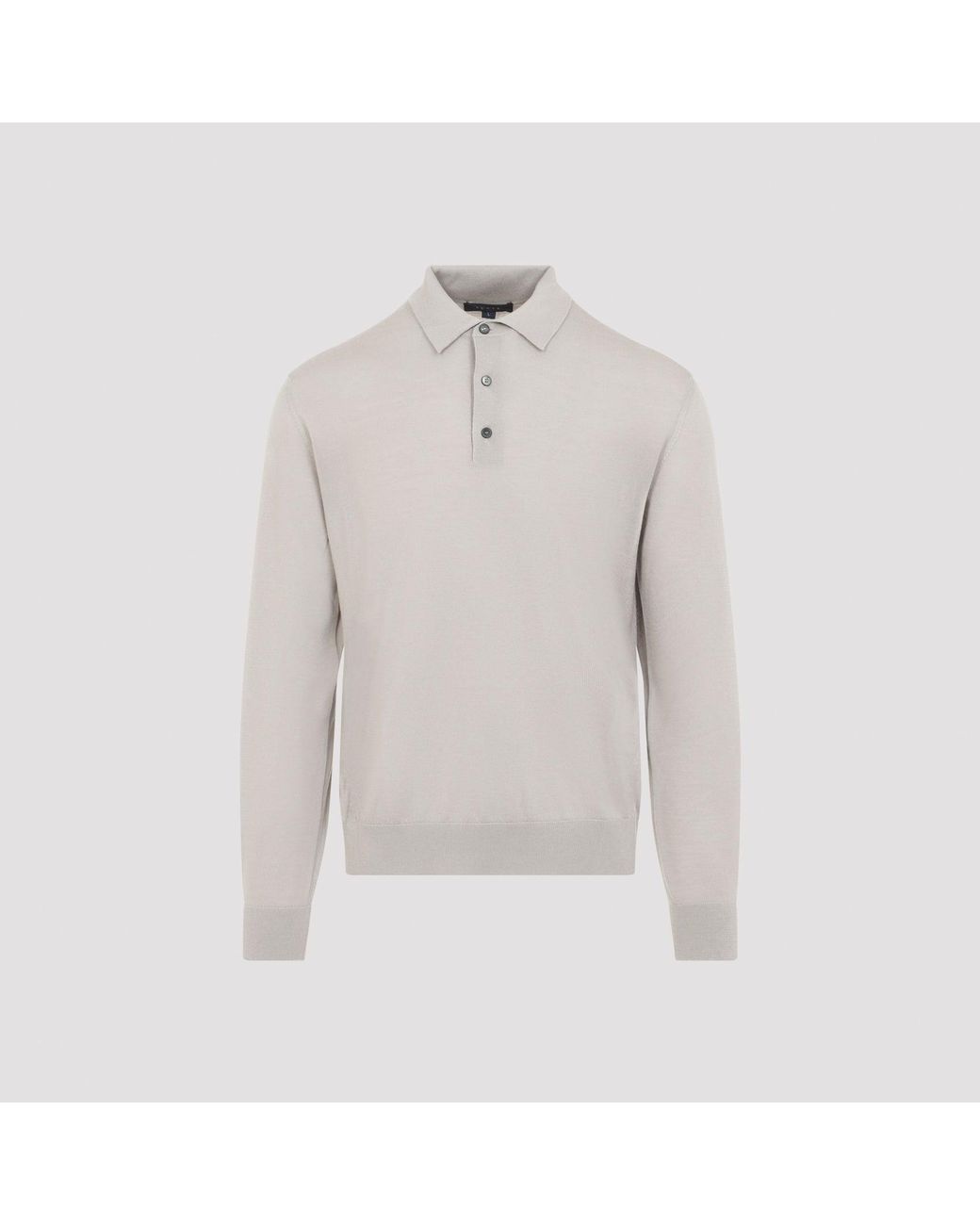 Sease White Fine Knit Neck Polo for men