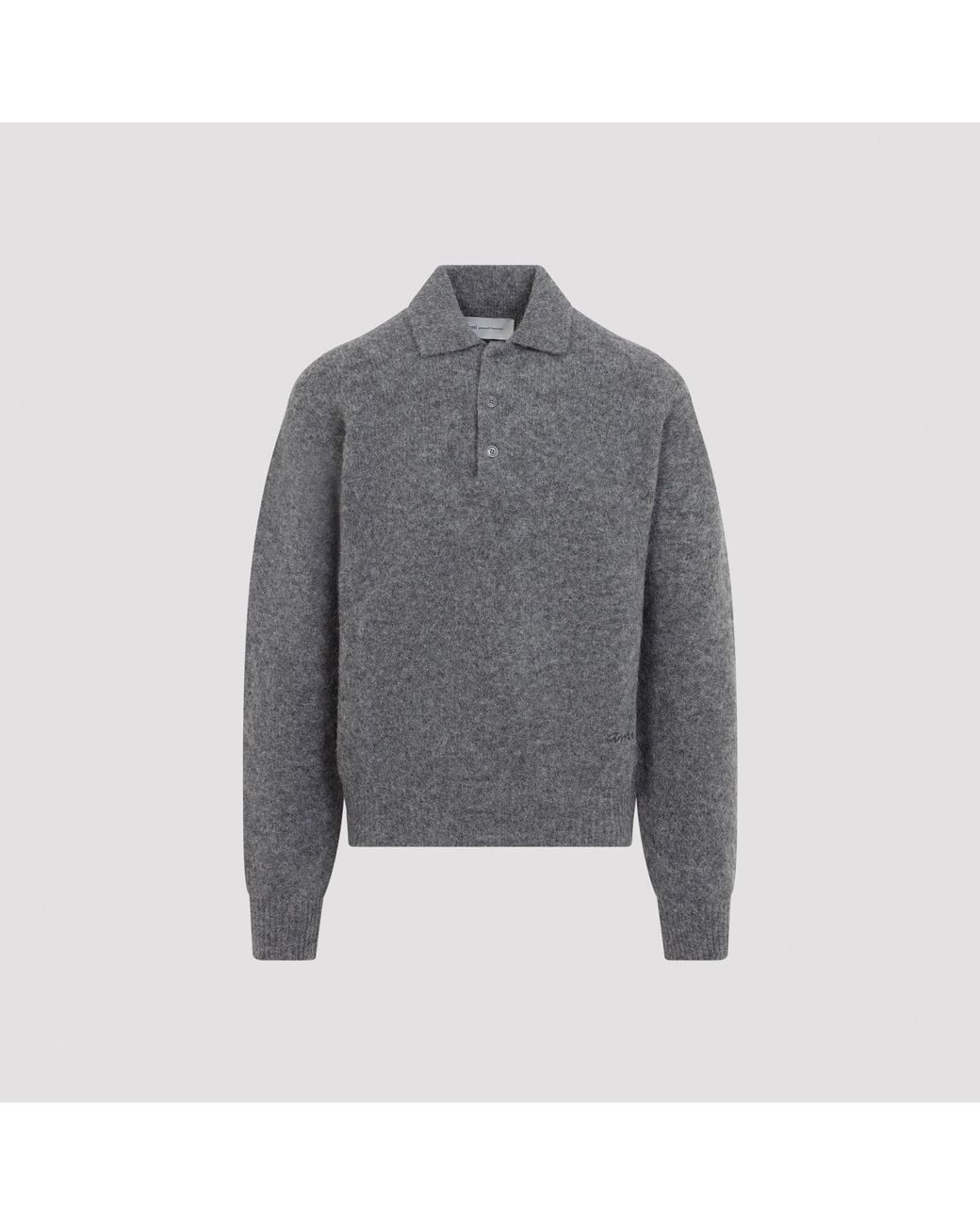 AMI Gray Knit Polo for men