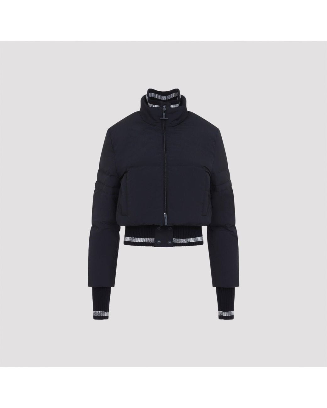 Thom Browne Blue Cropped Downfilled Front Zip Jacket