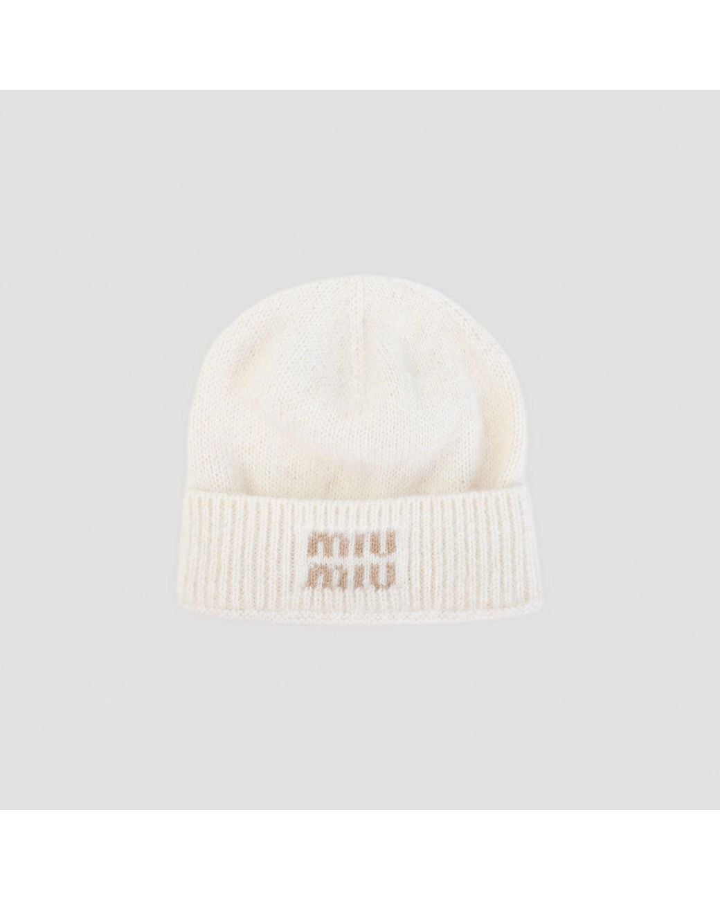 Miu Miu White Mohair Hat With Mini Charm Detail