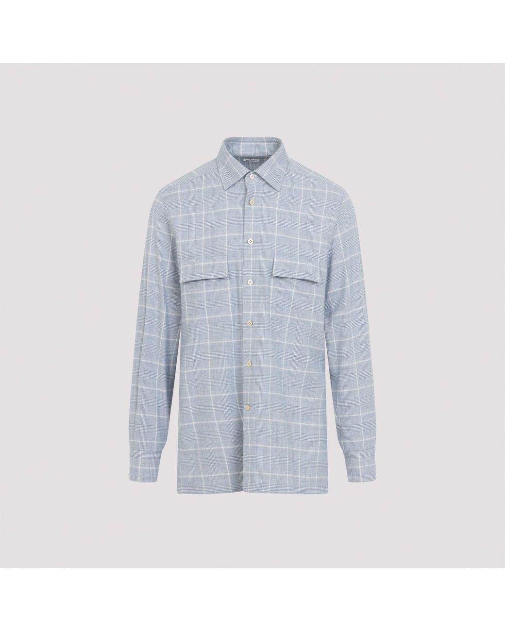 Kiton Blue Flanel Shirt for men
