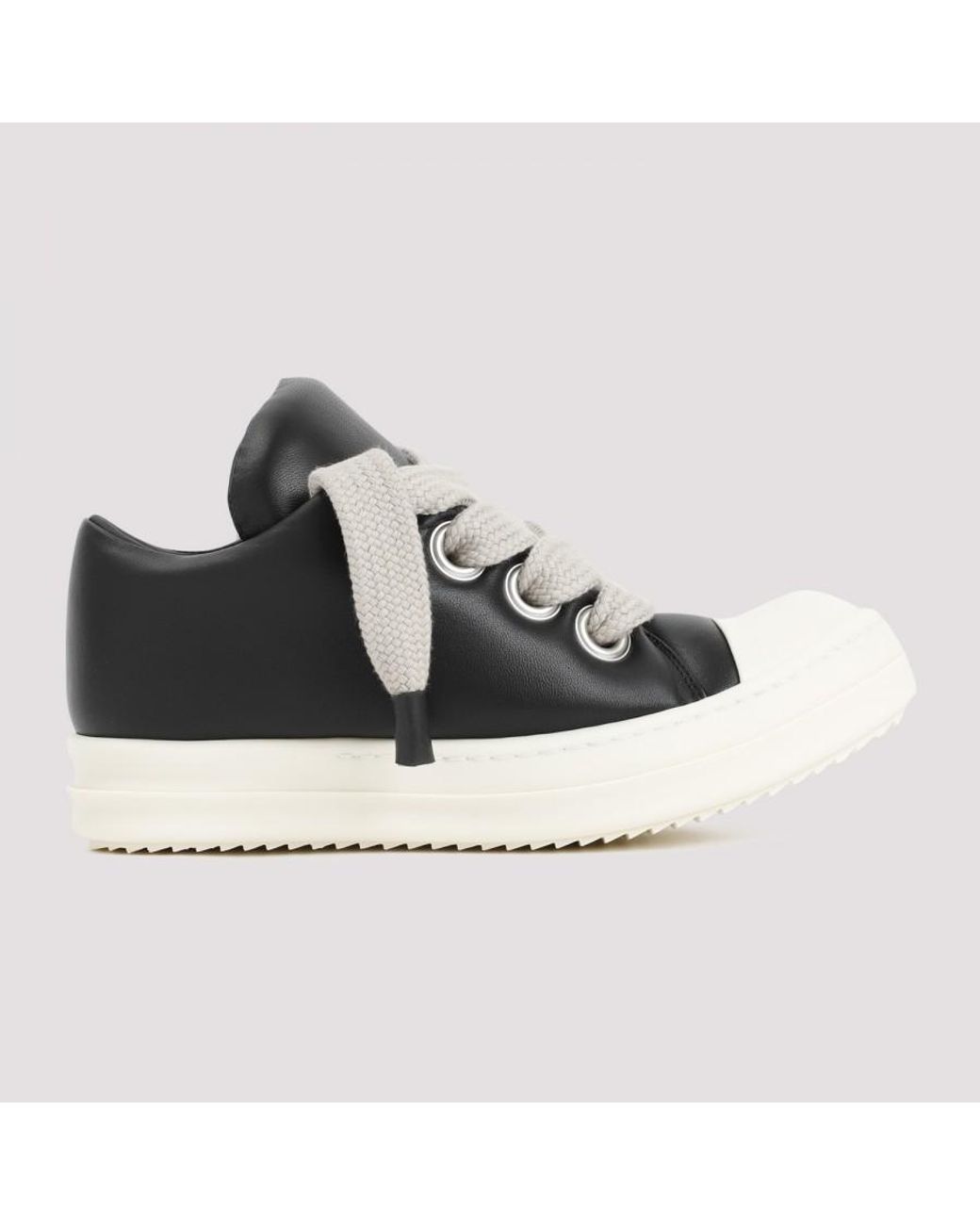 スニーカー Womens Jumbolaced Leather Padded Low-Top Sneakers Rick Owens Women's Jumbo Lace Padded Low Sneakers in Black