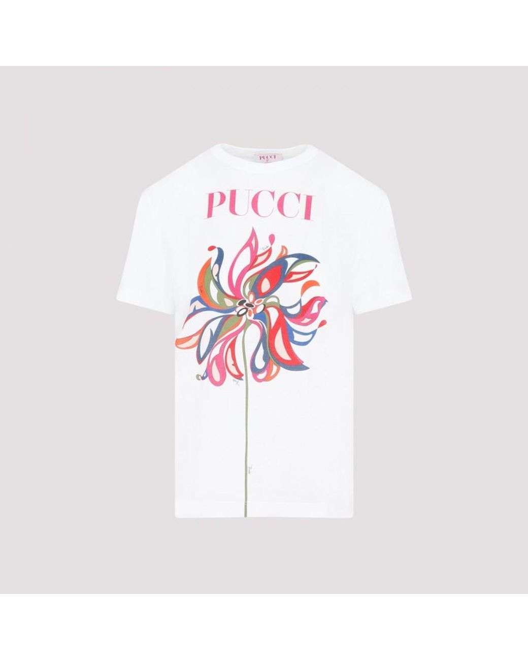 Printed Cotton T Shirt in White - Pucci