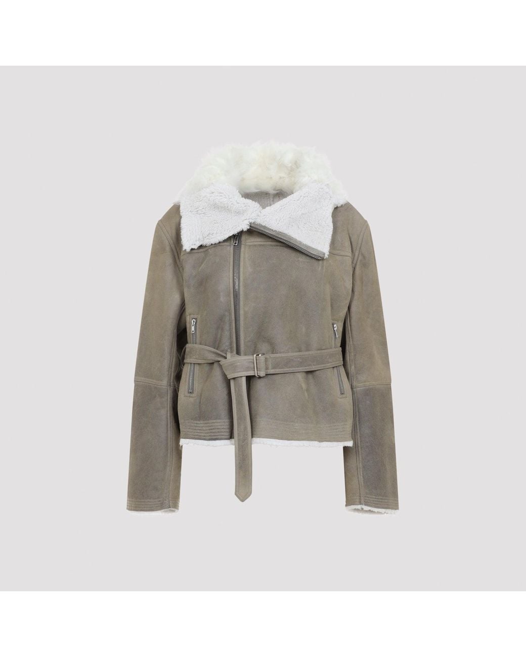 Rick Owens Gray Cropped Flight Jacket