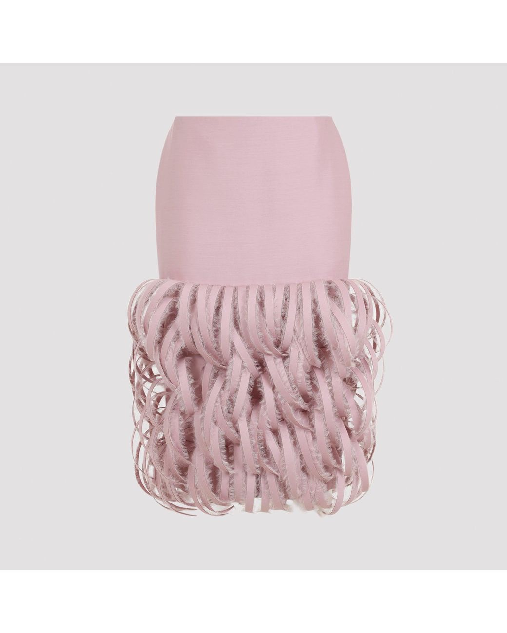 Balenciaga Pink Fluffy Feather Pencil Skirt