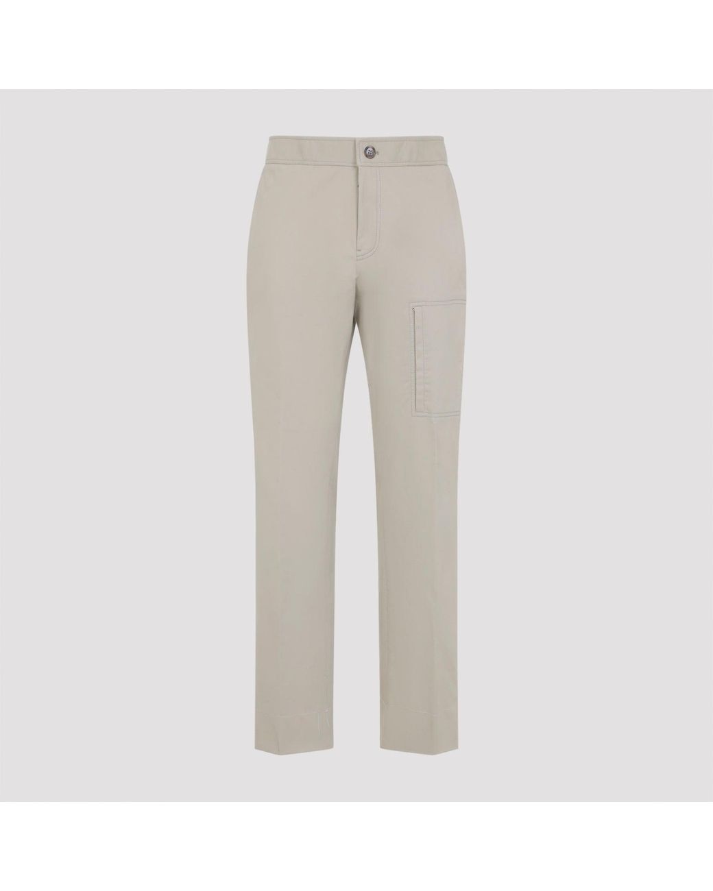 Brioni Gray Camel Cotton Sanremo Trousers for men