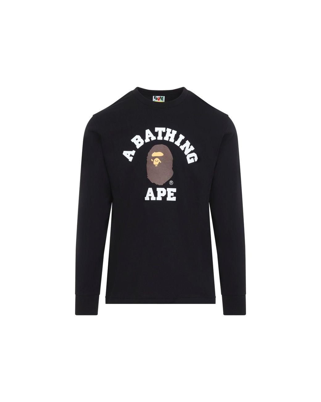 A Bathing Ape Black College Mini Logo Long Sleeve T-Shirt for men