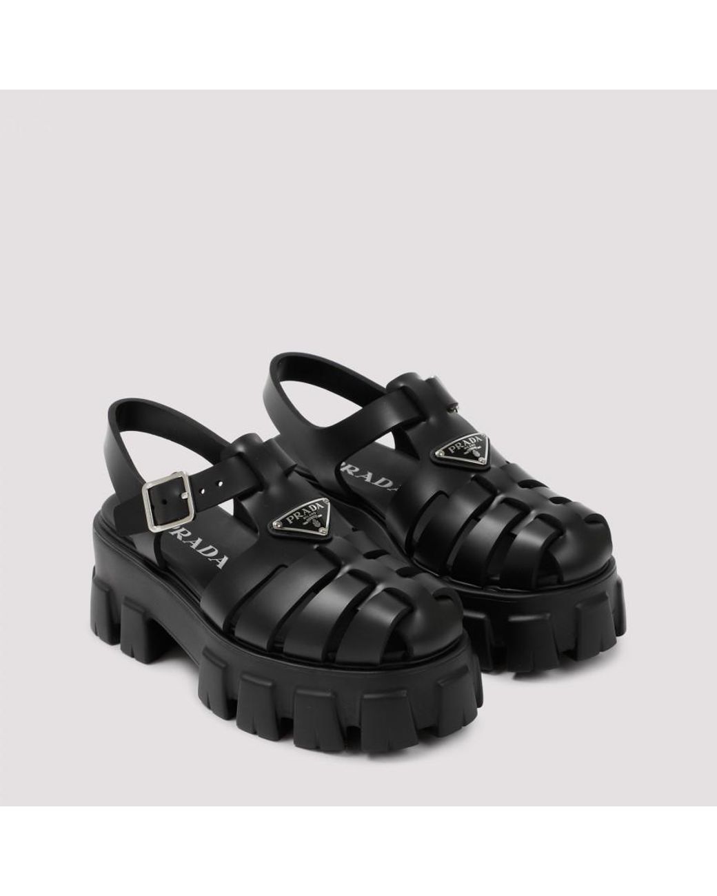 Prada Foam Rubber Sandals in Black | Lyst