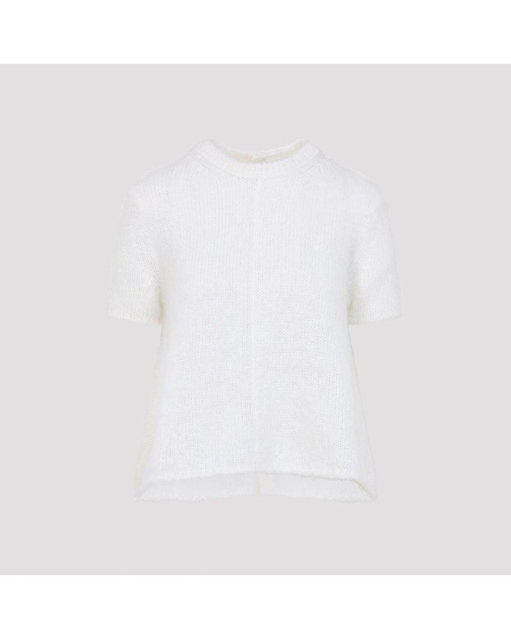Loewe White Short Sleeve Mohair Sweater