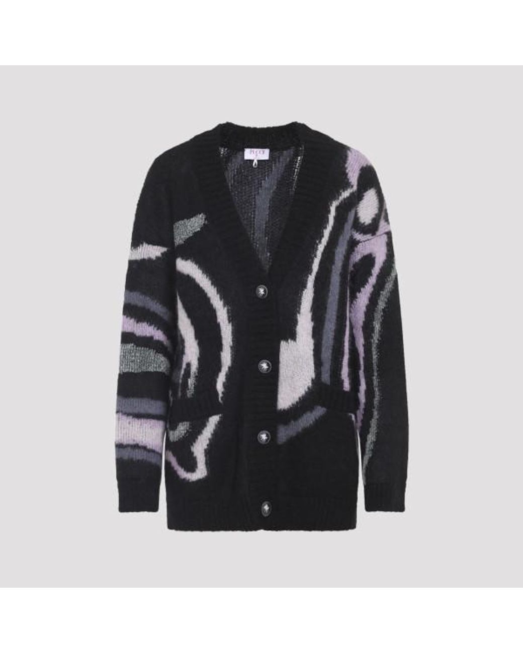 PUCCI Embroidered Mohair Blend Oversize Cardigan in Black | Lyst
