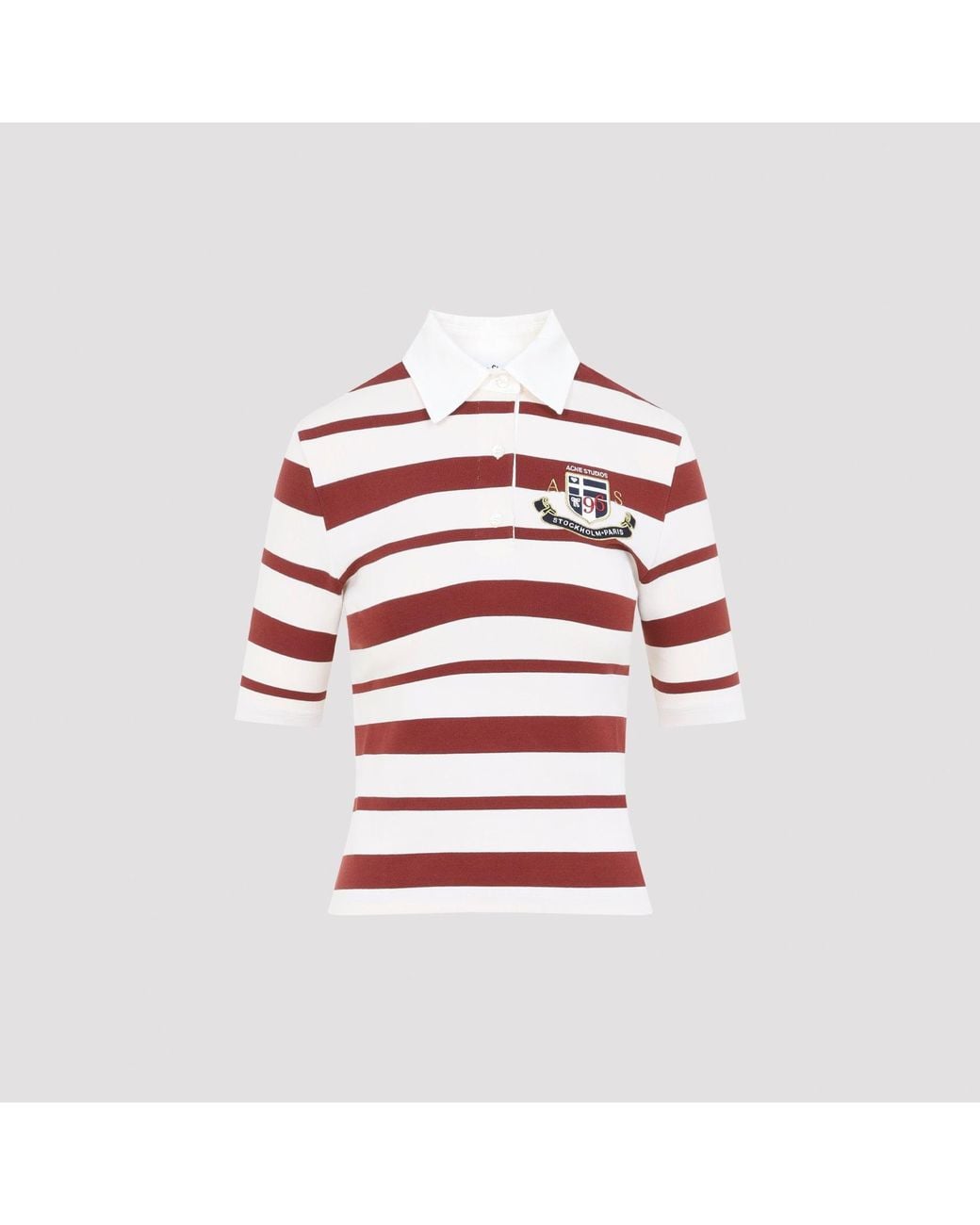 Acne Red Striped Rugby Polo Shirt