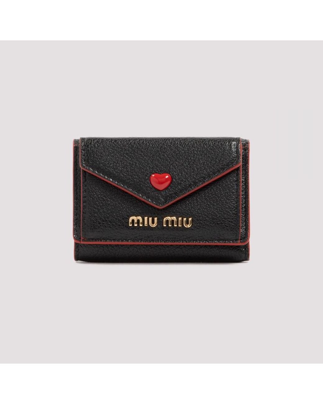 Miu Miu Madras Love Wallet in Black | Lyst