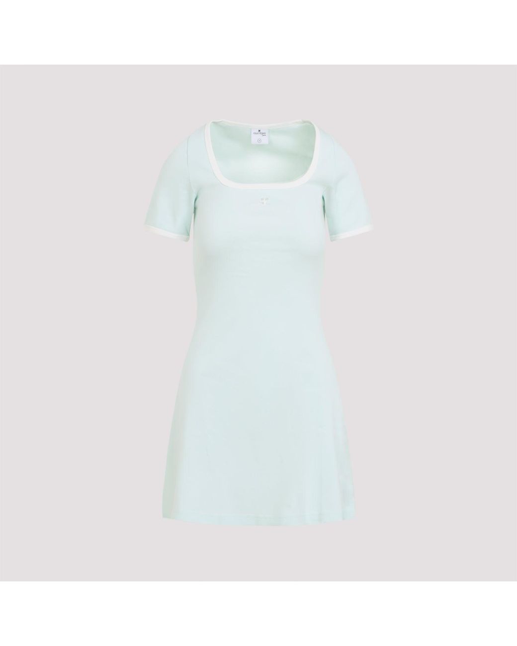 Courreges Blue Courregès Light Mint Cotton Contrast Dress