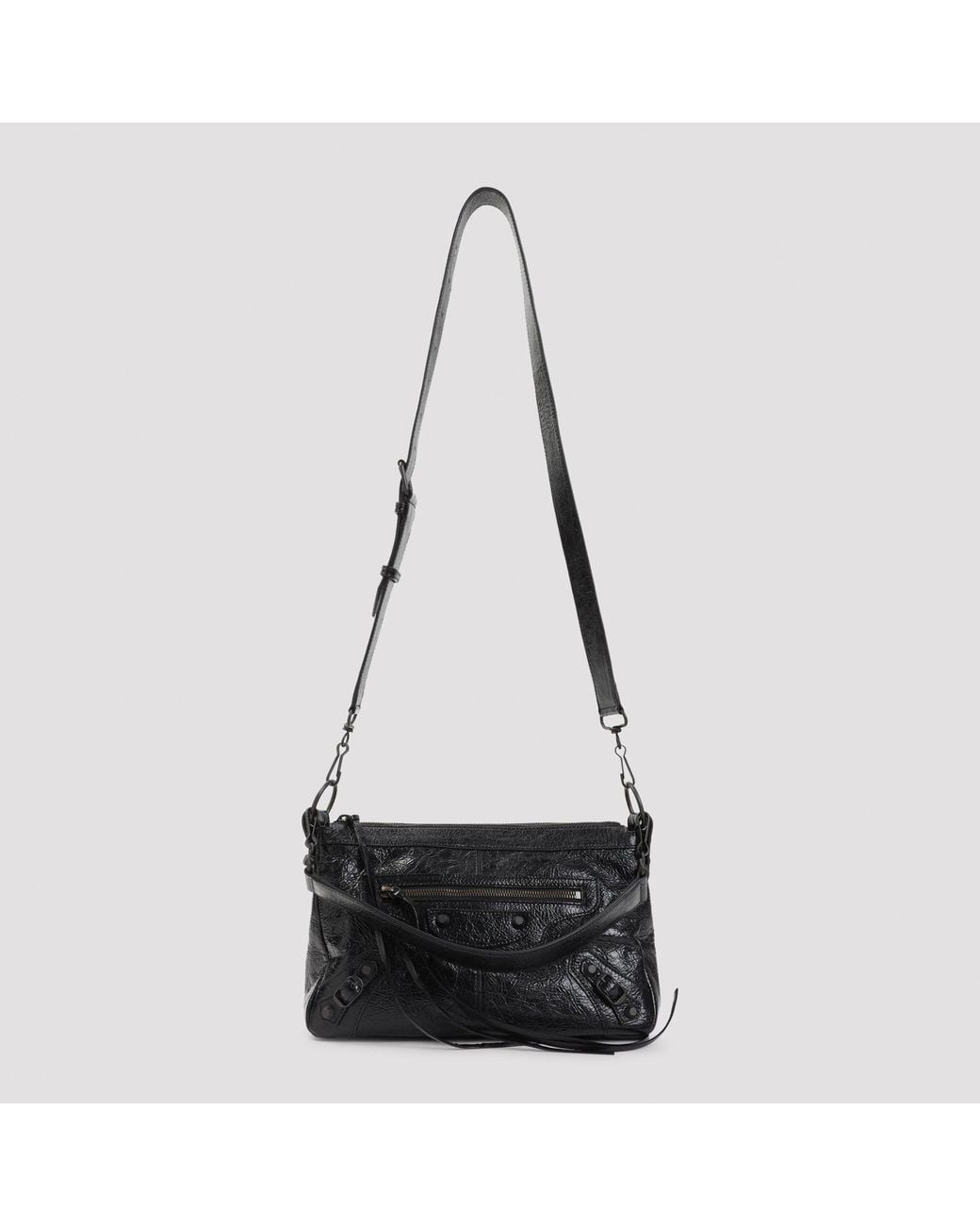 Balenciaga Black Le City Moto S Mini Leather Shoulder Bag for men