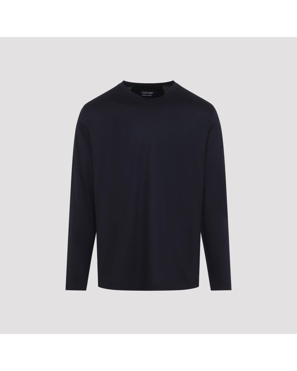 Sease Blue Long-Sleeve Virgin Wool T-Shirt for men