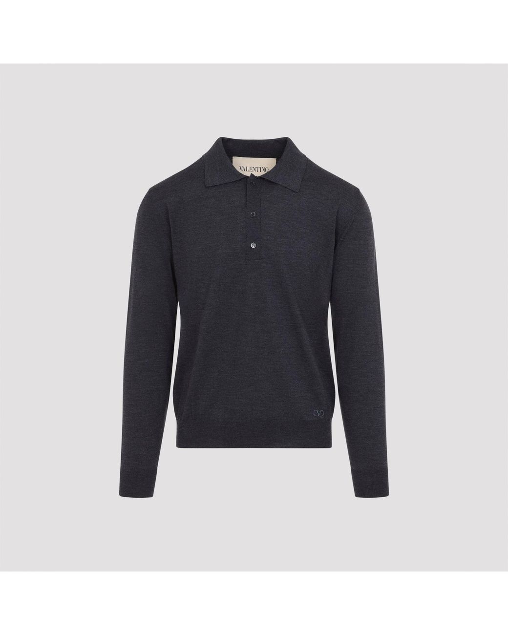 Valentino Blue Virgin Wool Knit Polo Sweater for men
