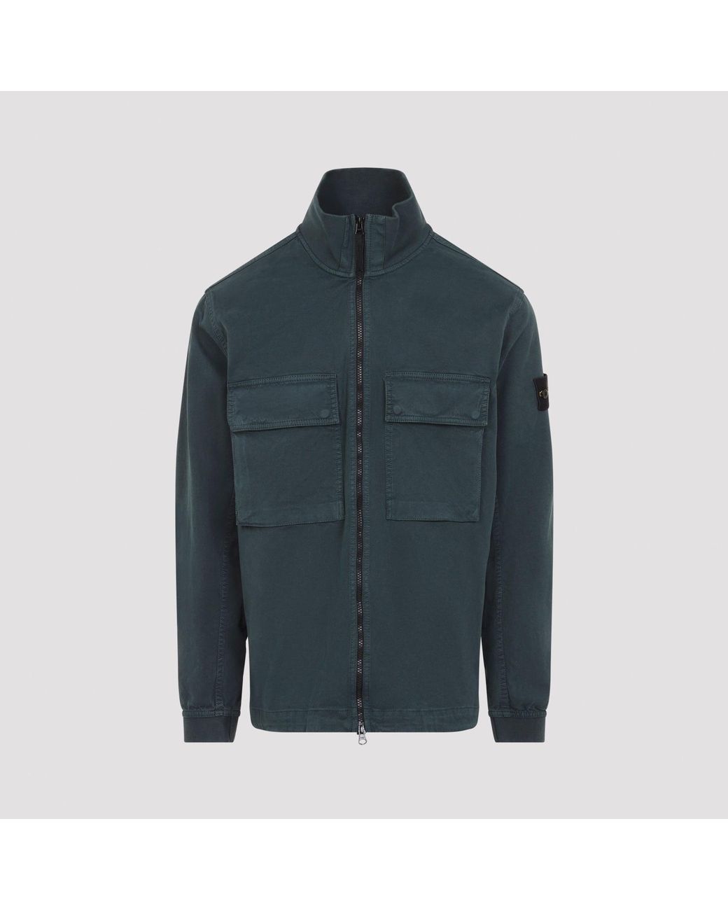 Stone Island Blue Dark Cotton Shirt Jacket for men