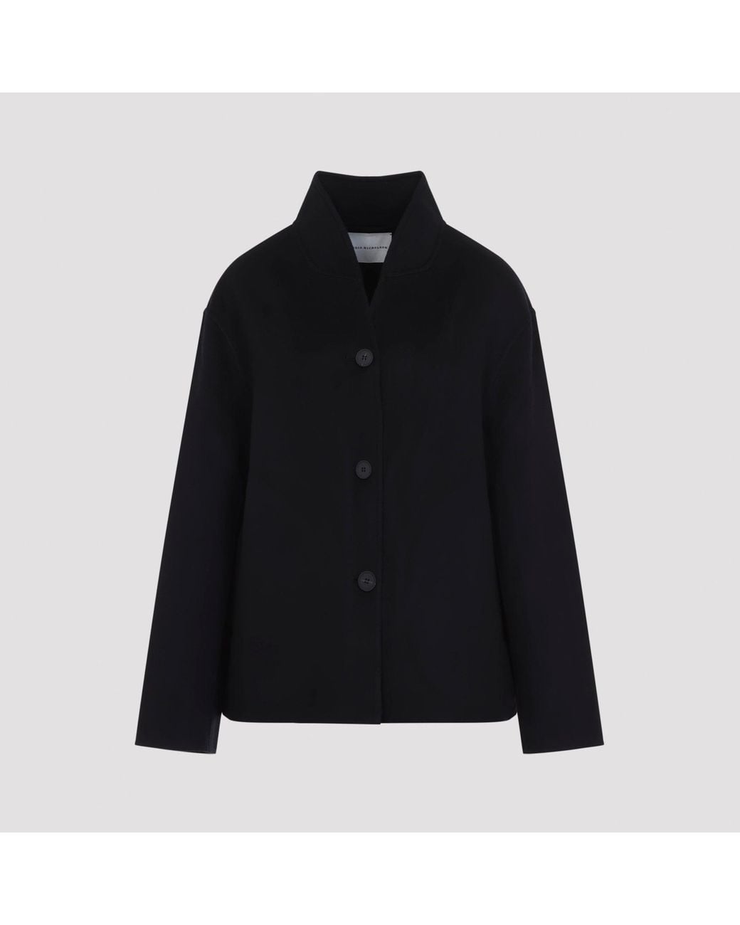 Studio Nicholson Black Rhine Stand Collat Double Faced Jacket