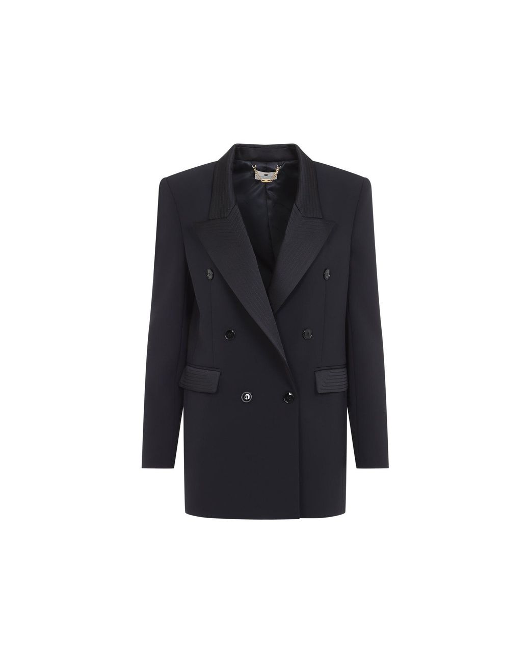 Elisabetta Franchi Blue Satin Collar Jacket