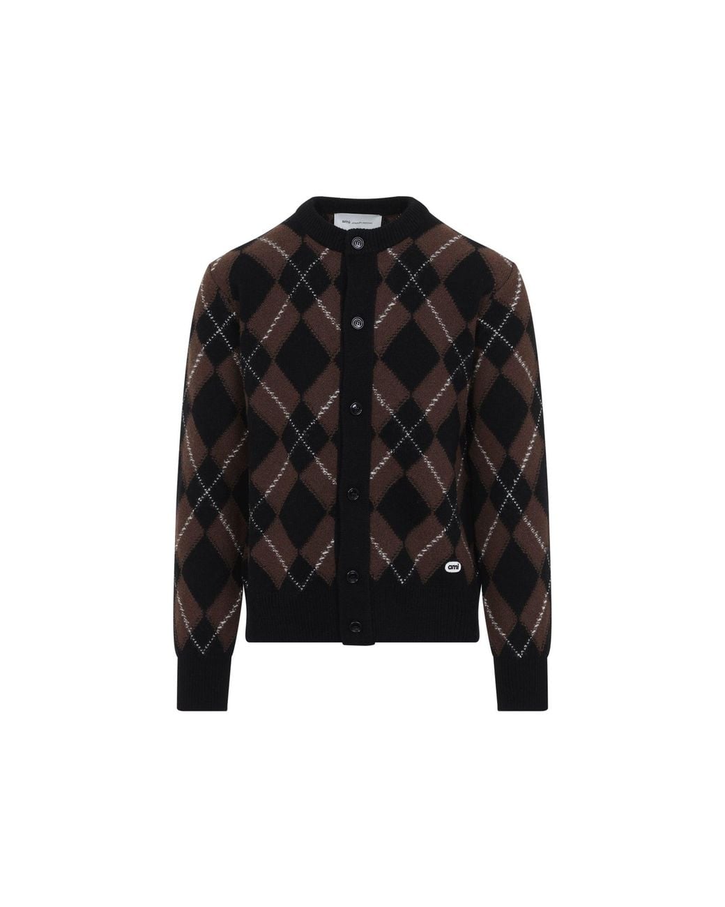 AMI Black Crewneck Cardigan for men