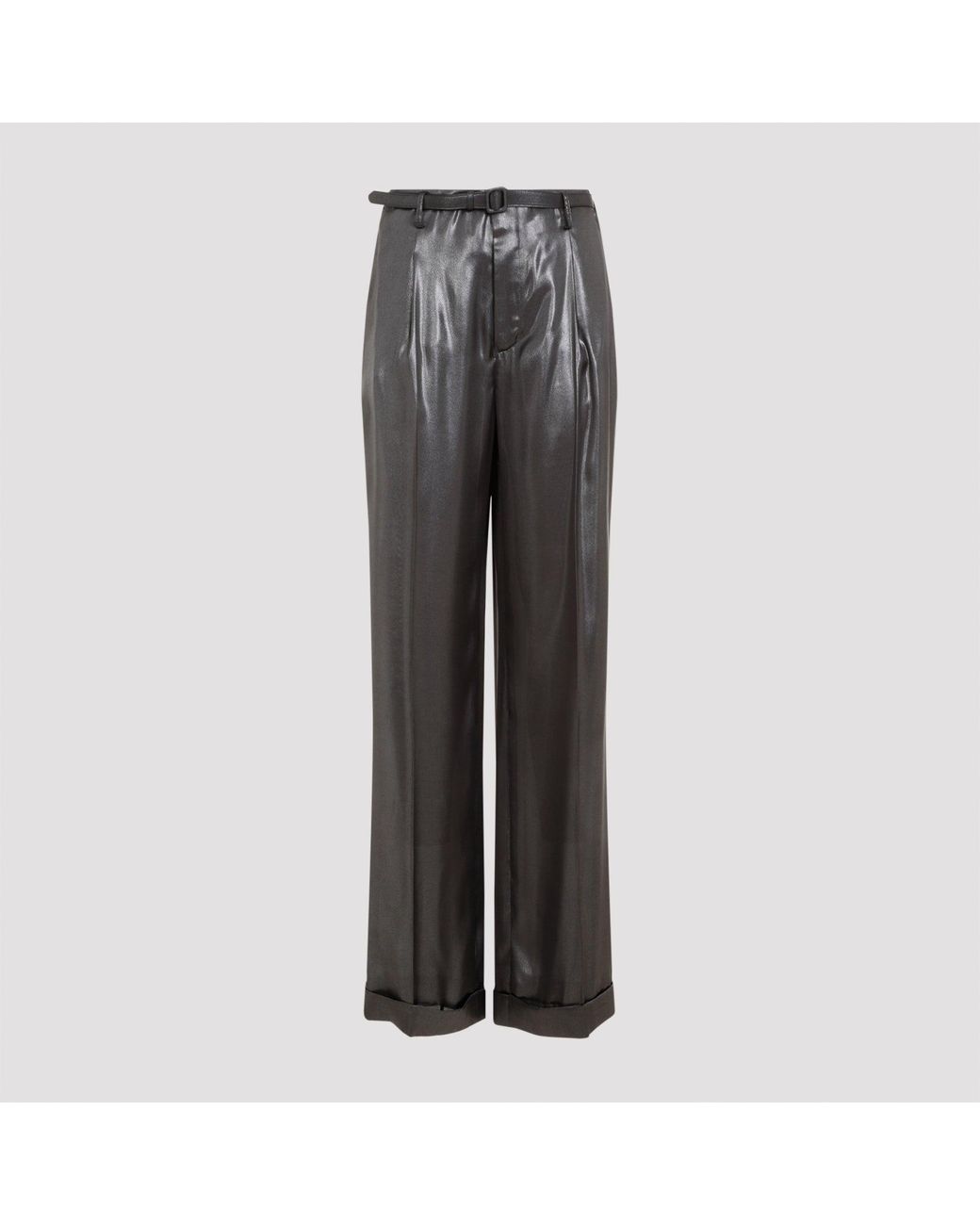 Ralph Lauren Gray Wide-Leg Trousers With High Waist