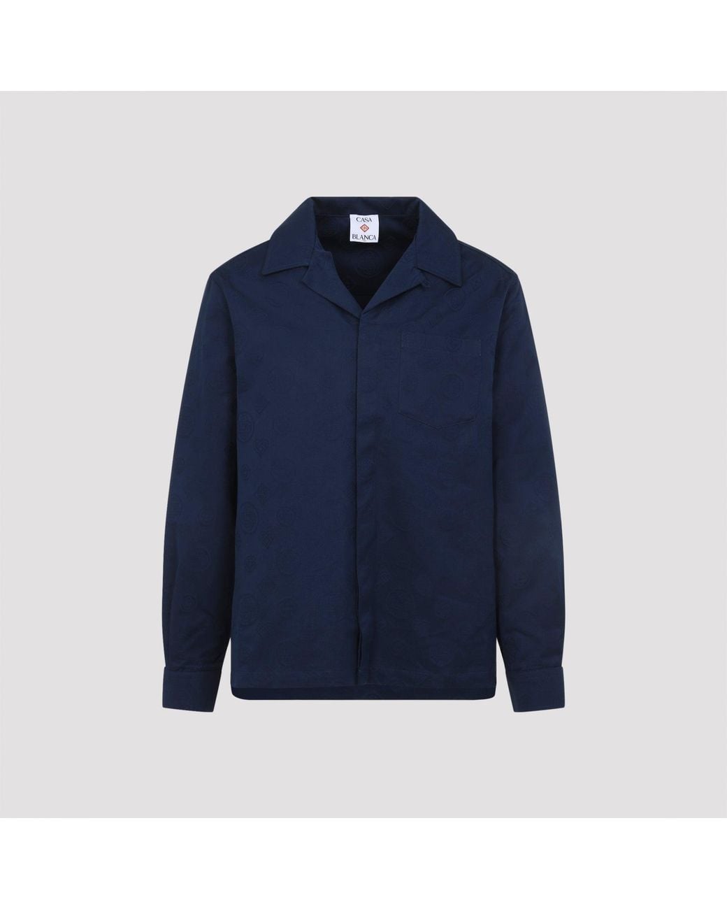 Casablanca Blue Monogram Cotton Long Sleeves Shirt for men