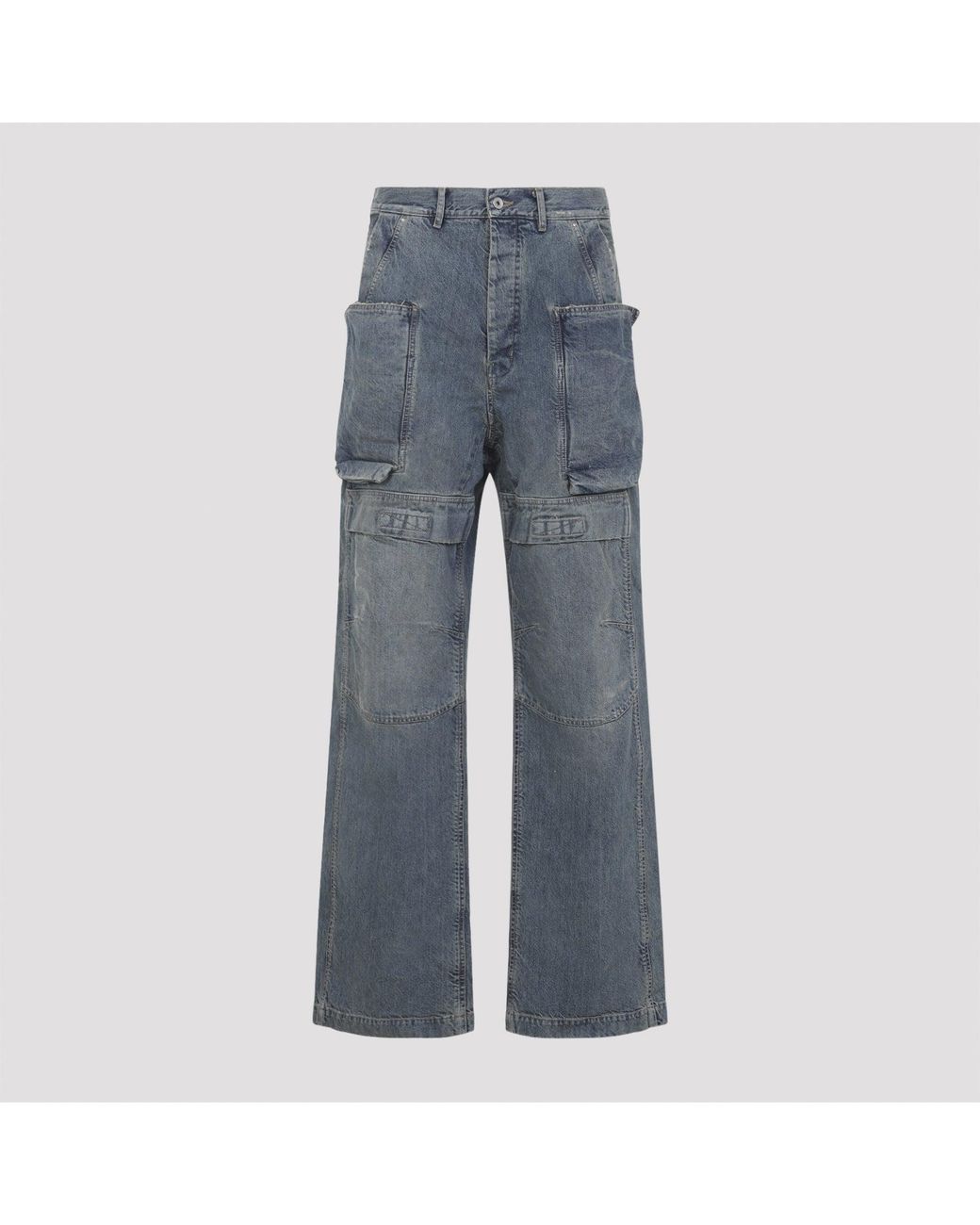Rick Owens Blue Stefan Cargo Cotton Pants for men