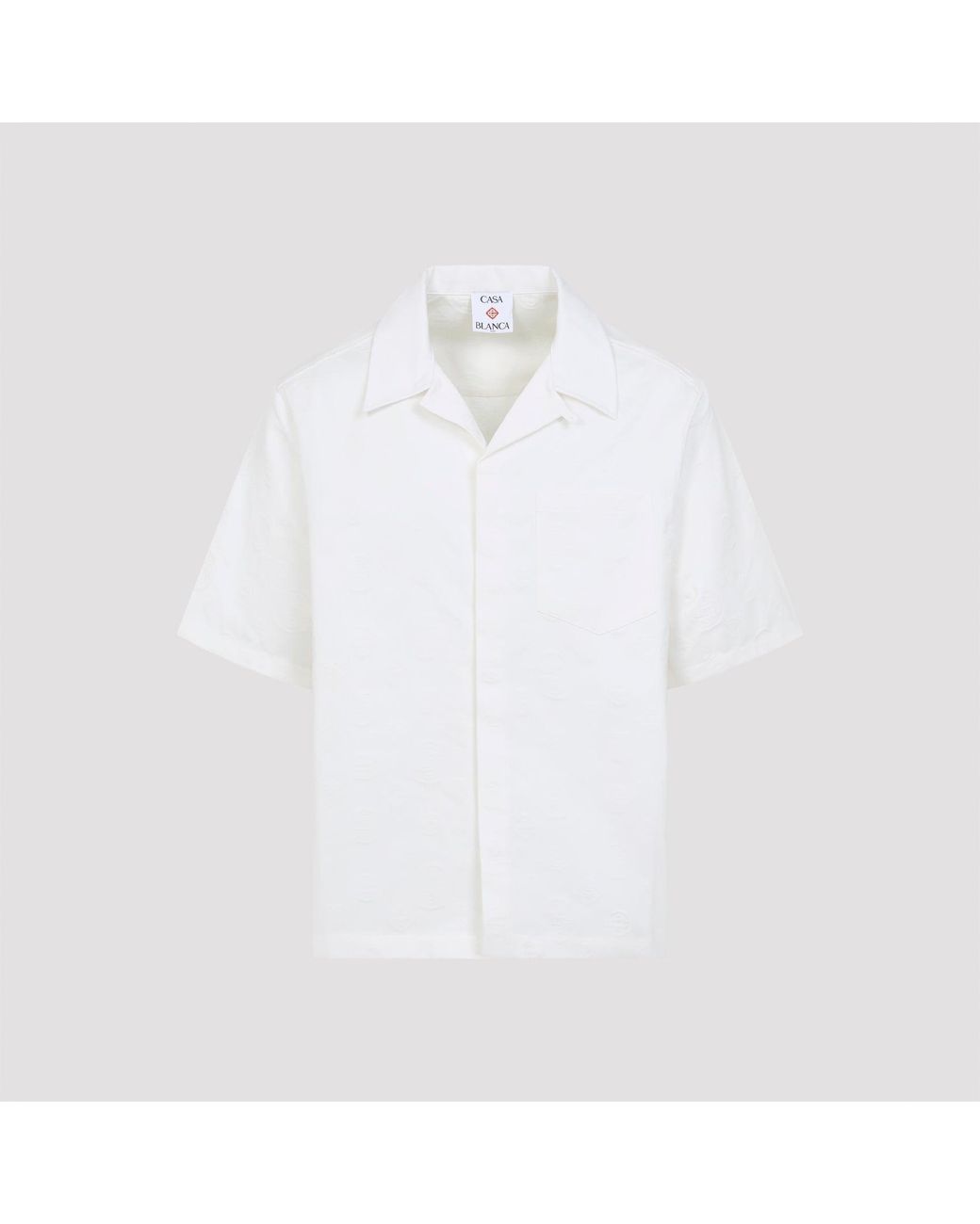 Casablanca White Mnogram Cotton Short Sleeves Shirt for men
