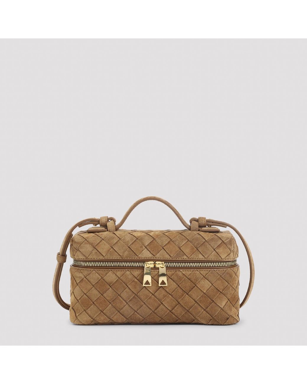 Bottega Veneta Brown Bang Bang Suede Vanity Case Bag