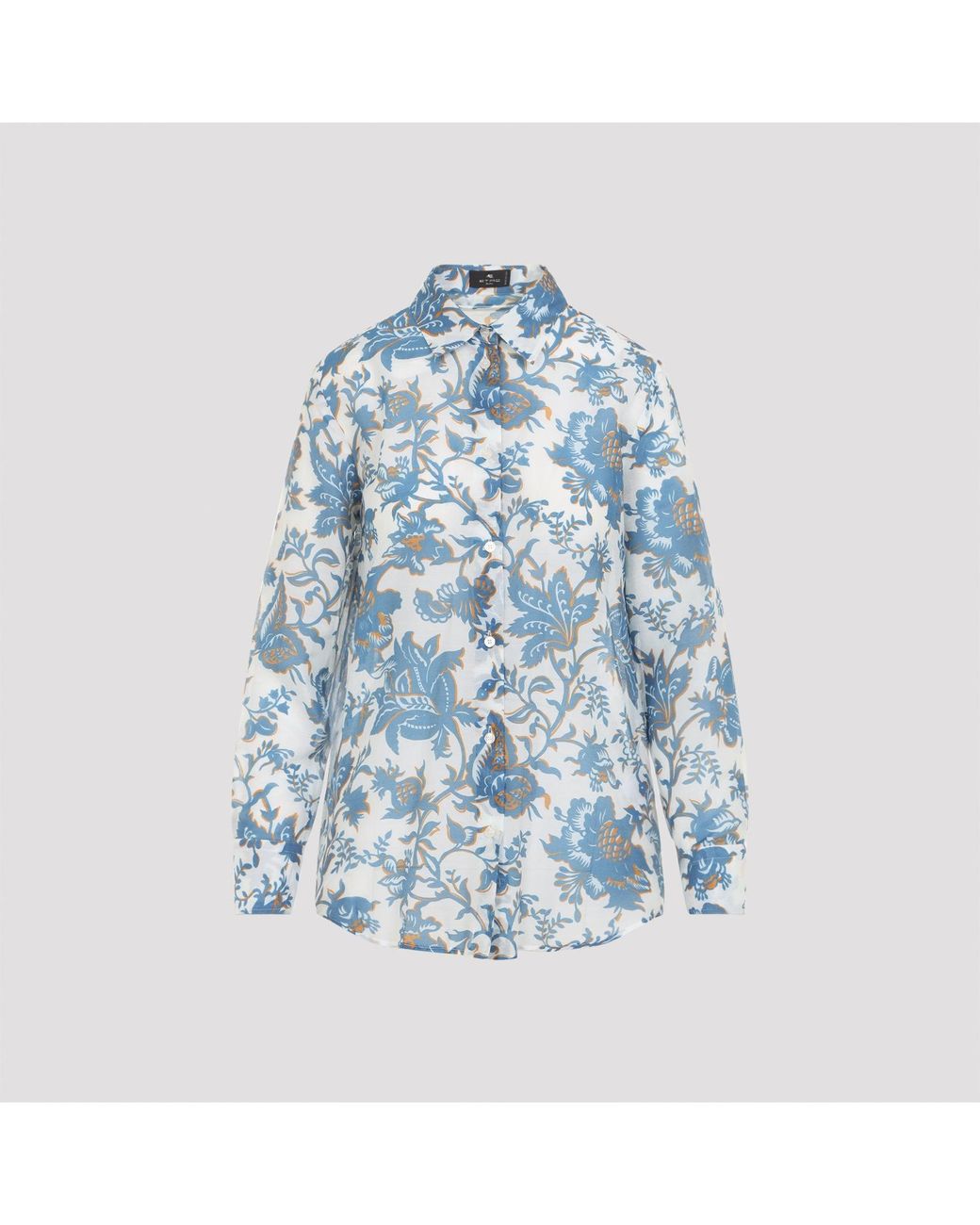 Etro Blue Regular Cotton And Silk Shirt