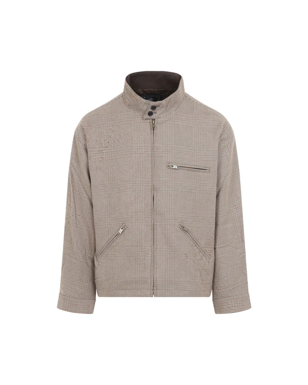 Mastermind Japan Gray Check Wool Harrington Jacket for men