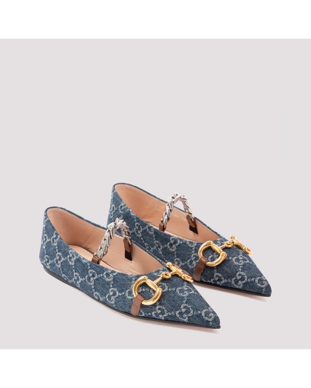 Gucci New Denim Ballerina Flats 39 in Blue | Lyst