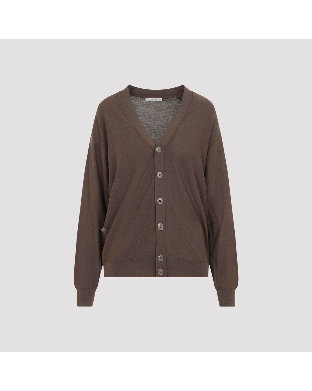 Lemaire Brown Shitake Relaxed Twisted Cardigan