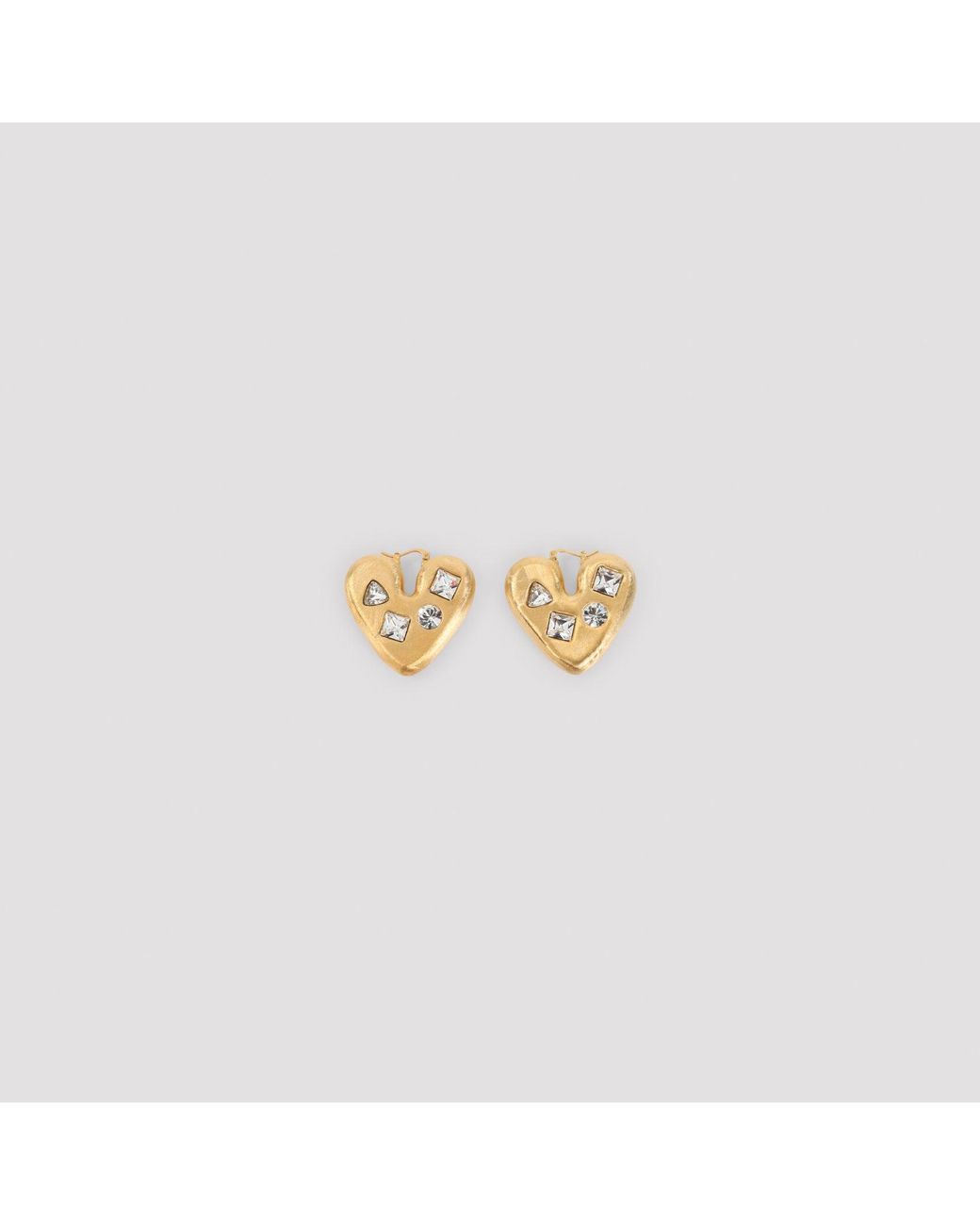 Jacquemus Metallic Jacquard Heart Mini Hoop Earrings