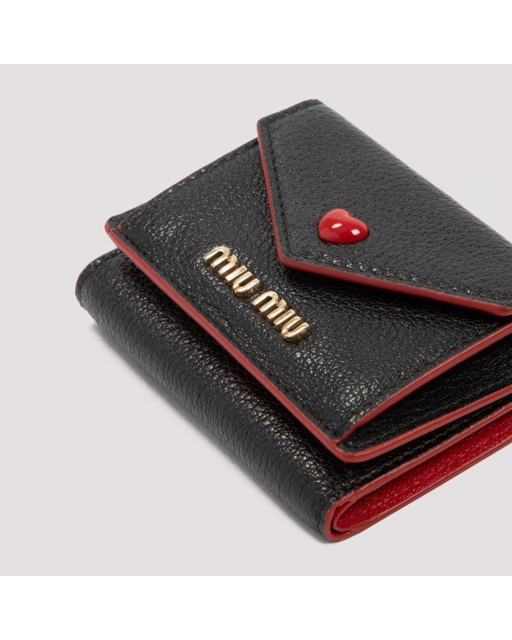 Miu Miu Madras Love Wallet in Black | Lyst
