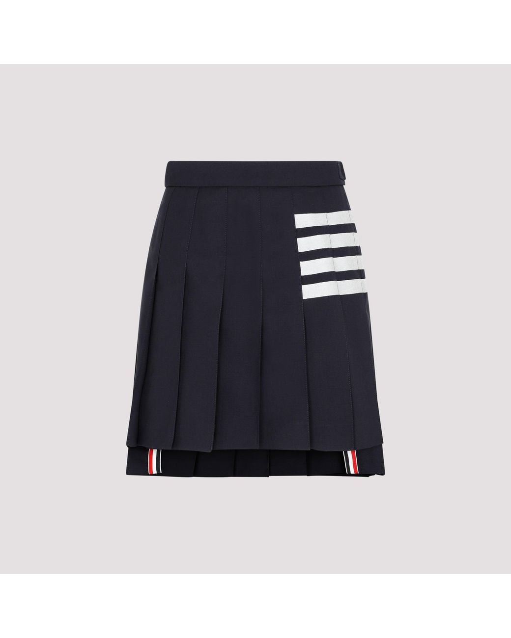 Thom Browne Blue 4-Bar Pleated Wool Mini Skirt
