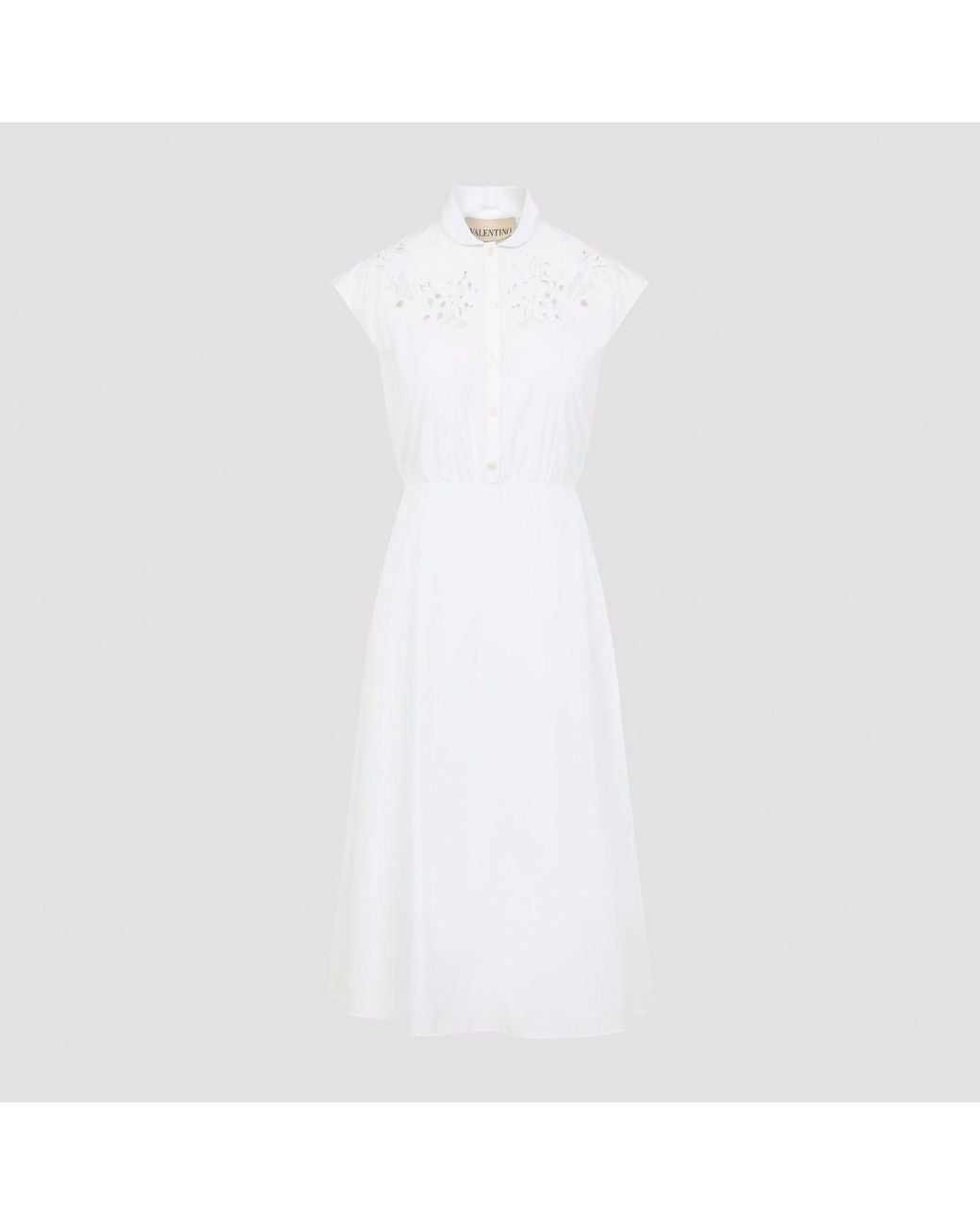 Valentino White Embroidered Midi Dress