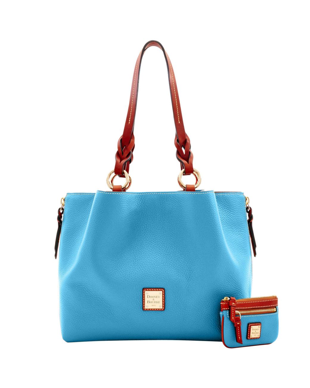 Dooney & Bourke Pebble Grain Large Zip Barlow Small Coin Case in Blue