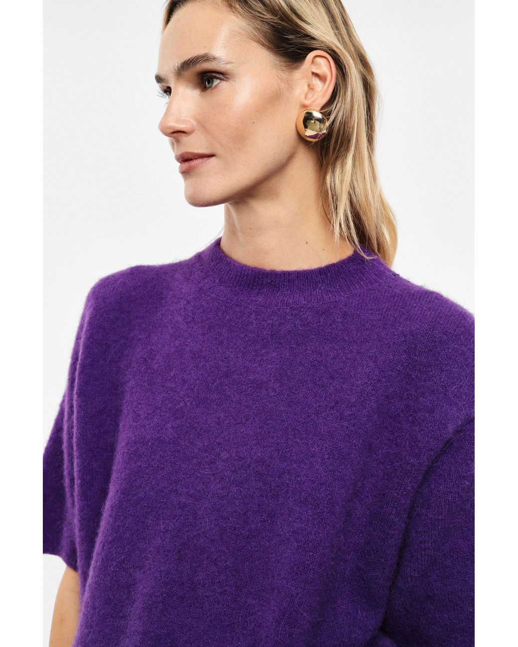 Suéter Pullover Con Mangas Al Codo Imperial de color Purple