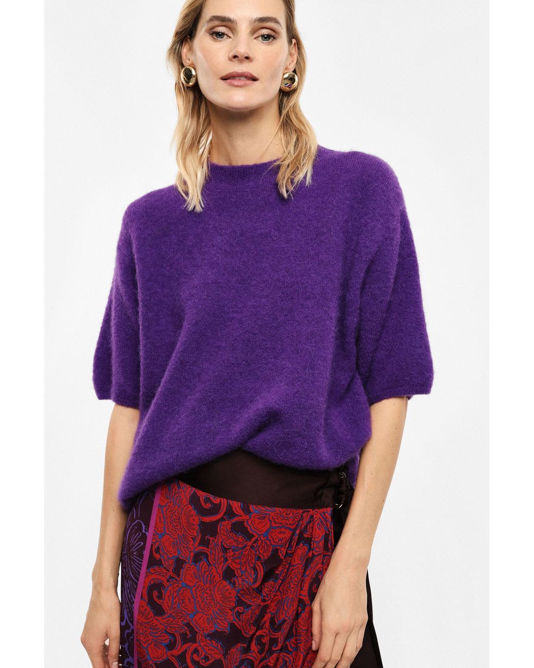 Suéter Pullover Con Mangas Al Codo Imperial de color Purple